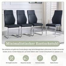 [Set Of 2] Black Diamond Pattern Dining Chair: High Back And Comfortable Seat Cushion, Silver Metal Frame Non-Slip And Robuste, Suitable For Restaurants Etc, 43 X 63 X 100 Cm - Black - View 7