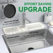 1pc Absorbent Kitchen Faucet Drip Tray, Waterproof Splash Guard Countertop Water Collector, Kitchen Sink & Bathroom Vanity Protector, Multi-Purpose Sponge & Soap Storage Mat, Halloween Home Essential - A - View 3