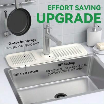 1pc Absorbent Kitchen Faucet Drip Tray, Waterproof Splash Guard Countertop Water Collector, Kitchen Sink & Bathroom Vanity Protector, Multi-Purpose Sponge & Soap Storage Mat, Halloween Home Essential