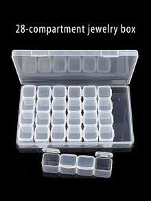 1pc Tool Storage Box With Accessory Inner Box, 28 Removable Compartments, Nail Art Storage Box, Pearl Storage Box - Multicolor - View 9