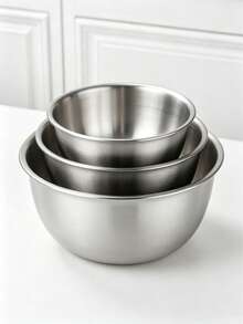 Stainless Steel Rimmed Mixing Bowl - Multi-Size Stackable Kitchen Bowl, Suitable For Baking, Mixing And Food Preparation, Cooking Storage Bowl, Durable And Rust-Resistant, Easy To Clean And Stackable, Perfect Choice For Kitchen Cooking, Baking And Dish Preparation. Practical Kitchen Tool, Christmas, Back To School, Mother's Day Gift (1pc/3pcs) - View 2