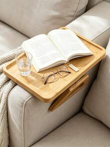 1 Buah Baki Sandaran Tangan Sofa Kayu Lipat, Meja Samping Sofa Jepit, Tempat Cangkir Snack Anti-Selip Portabel untuk Kopi, Buku, Ponsel & Remote, Baki Samping Multifungsi untuk Membaca dan Bersantai di Rumah - Nampan sofa - View 7