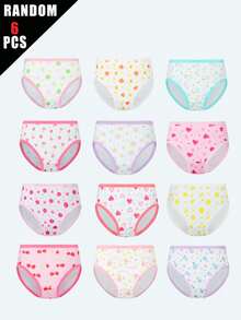 6pcs Random Girls Triangle Panties Cute Floral Pattern Comfortable Soft Breathable Teen Girls Underwear - Multicolor - View 1