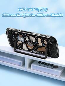 1pc Hand-Painted Cat Pattern, Suitable For New Switch2 (2025)/Switch OLED Game Console Accessories Transparent Glittery Shiny Protective Shell, Suitable For Joycon Controller Protective Case, Protect Your Beloved Console, The Best Gift For Switch Players - Multicolor - View 1