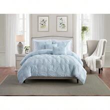 Floral Ruched Comforter Set - Blue - View 1