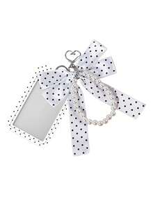 Polka Dot Card Holder With Bow Pearl Keychain,Y2k Photocard Holder, Cute Id Card Protector,Stylish Bag Pendant,Personalized Card Holder, Students Gift - Multicolor - View 13