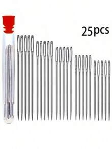 25 pcs Jarum Jahit Tangan Lubang Besar, Berbagai Ukuran, Jarum Bordir Tangan, Jarum Jahit Lubang Besar - Beraneka warna - View 1