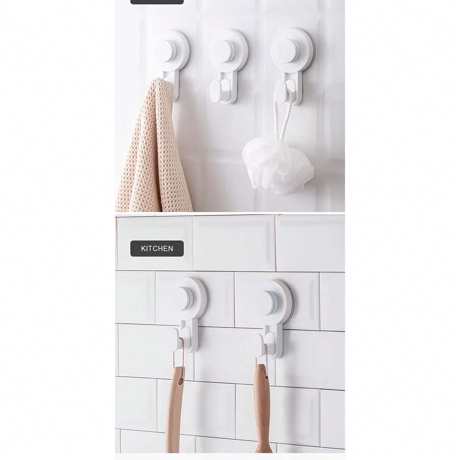 Shower Suction Cup Hooks, 33 Lbs Weight Capacity, Plastic Material. These Modern Shower Suction Cup Hooks Are Suitable For Kitchen And Bathroom Walls, Glass And Mirrors