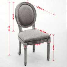 French Style Solid Wood Frame Antique Painting Linen Fabric Back Dining Chair, Set Of 2,Dark Gray,DE1845DG - 灰色 - 查看 7