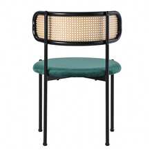 Velvet Dining Chair Set Of 4 Modern Simple Leisure Chair With Four Metal Support Legs Rattan Leisure Chair Living Room Bedroom Chair Green 105.5 X 63 X 20.5cm - Green - View 11