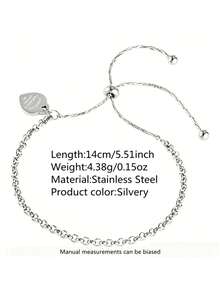 VceTd 1 pieza Brazalete de acero inoxidable ajustable con decoración de corazón minimalista, adecuado para el uso diario de las mujeres - Plateado - Ver 12