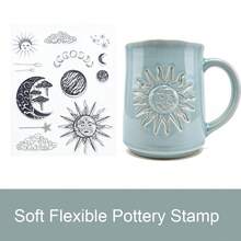 Cartoon Sun Moon Star Embossed Texture Stamp Ceramic Cup Jar Plate DIY Making Tool Art Soft Clay Sculpture Creative Gift Making Embossed Pattern Press Mold Reusable - Clear - View 1