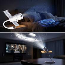 USB Star Projector With 25 HD Glass Projection Slides For Bedroom | HD Projection, Adjustable Brightness, USB Powered, Flexible Gooseneck, Bedroom Ceiling Decor - White - View 4