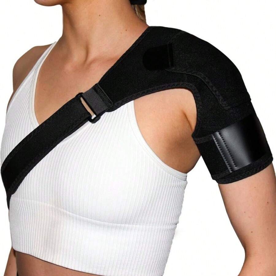 Adjustable Unisex Shoulder Stability Strap, Breathable Thick Padded, Reinforced Stitching, Shoulder Weightlifting Gym Fitness Training Black Sports Protective Gear - Black - View 1