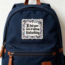 1pc Gothic Vintage Floral Embroidered Patch, Fun English Slogan Mushroom Butterfly Bat Snail Iron-On Patch, Clothing Backpack DIY Decorative Sticker - A - View 4