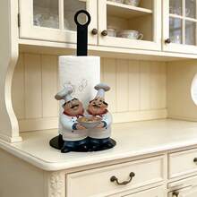 1pc Countertop Vertical Paper Towel Holder Kitchen Acrylic Toilet Paper Roll Rack Cling Film Storage Rack Chef Pattern No-Drill Paper Holder - View 8