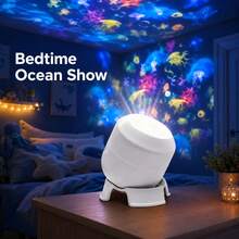 360° Rotating Dynamic Projection Light LED Ocean Starry Sky Projection Lamp Marine Life Projection Light USB Powered Bedroom Atmosphere Light For Birthday Party - White - View 3