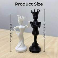 3D Printed Chess King & Queen Sculpture, Creative Home & Office Desktop Decor, Chess Fan Collectible Craft - Multicolor - View 5