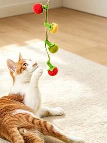 1//2/3/4pcs Persimmon Tomato Shaped Straw Cat Teaser Toy - Suitable For All Cat Breeds, Interactive Toy With Bell, Boredom Relief Toy, Suitable For All Sizes Of Kittens And Adult Cats - Multicolor - View 4