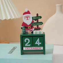 1pc Wooden Santa Claus Christmas Tree Calendar, Christmas Desktop Calendar, Desktop Decoration Ornament, Birthday Gift, Graduation Gift, Christmas Decoration - Multicolor - View 10