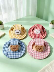 1pc Plaid Pet Hat, Cute Pet Headwear Accessory, Suitable For Small Dogs And Cats, Halloween Christmas Holiday Role Play Costume, Cute Puppy Kitten Party Outfit, Ideal Gift For Pet Lovers, Pet Birthday Supplies - Multicolor - View 4