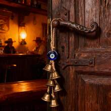 2 Pieces Witch Bells For Door Knob Protection,Witchy Wicca Decor Clear Negative Energies With Blue Evil Eyes,Witchcraft Supplies For Boho Home Room Decor - Bell - View 4