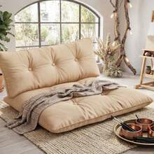 Premium Oversized Floor Pillow With Back Support - Indoor & Outdoor Versatile Seating - Soft Touch - Apricot - View 3