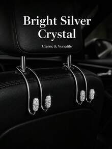 Luxury Rhinestone Car Headrest Hook, Crystal Shiny Metal Car Seat Back Hook, Universal Multi-Function Car Rear Seat Storage Hook, Suitable For Handbags, Shopping Bags, Umbrellas, Universal Fit For SUV And Sedan - A - View 3