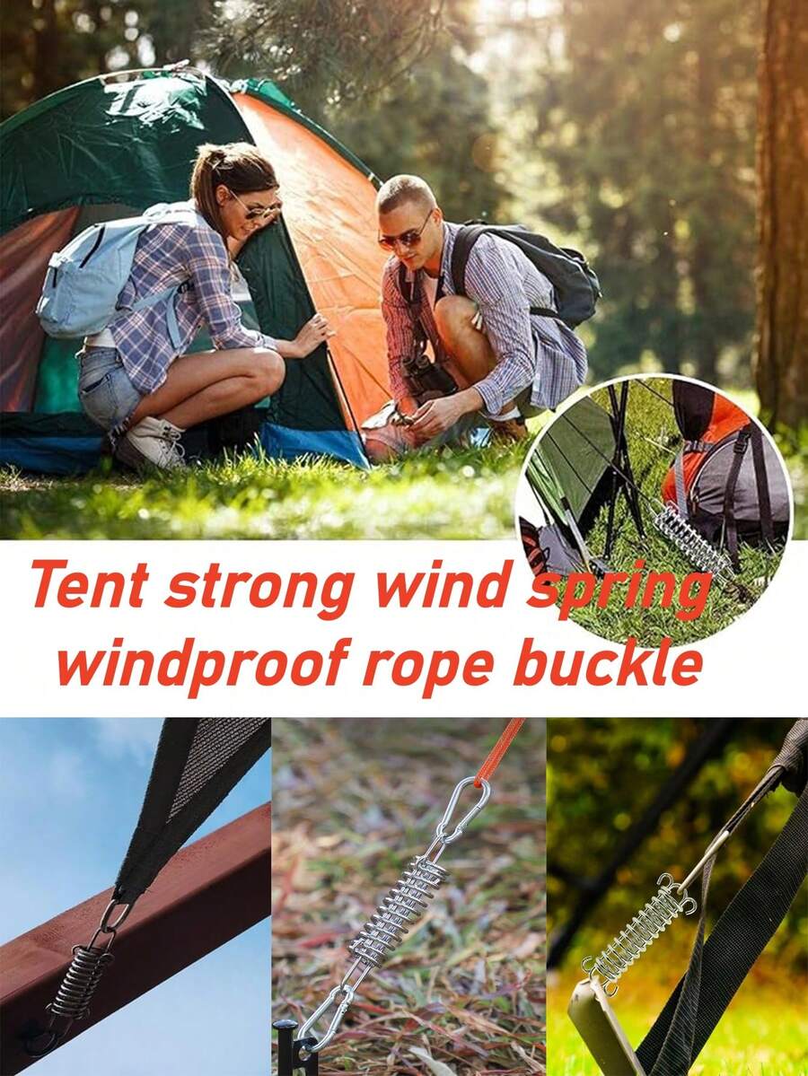 1pc Awning Fixing Clip + 2pcs Iron Buckles, Hammock Hanging Spring Hook, Tent Rope Tension Spring Hook, Camping Hanging Hook, Heavy-Duty Metal Hammock Spring Snap Clip For Tent Outdoor Camping Hanging Anti-Rust Heavy Load Spring Snap Hooks, Outdoor Camping Hammock Tent Connection Hanging Clip - Multicolor - View 1
