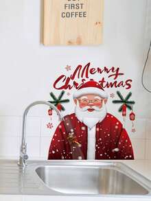 Christmas Wall Stickers Santa Claus Vintage Oil Painting Snowman Cartoon Reindeer Pattern PVC Removable Stickers For Fridge, Kitchen Cabinet, Living Room, Hallway Christmas Party Home Atmosphere Decoration - Wall Stickers - View 2