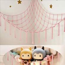 1pc Large White Boho Style Plush Animal Hammock Or Hanging Bed, Doll Hammock, Eastern & Western Animal Corner Storage Net With Tasseled Hooks For Plush Doll Hanging Storage, Suitable For Bedroom Decor, Rama Gift, Birthday Graduation - White - View 6