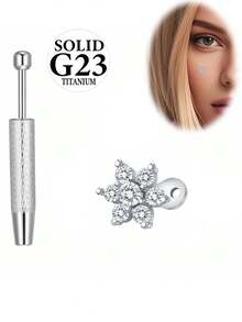 AVYRING 14G Titanium Dermal Anchor Tops And Base Dermal Piercing Jewelry Heart Flower Tops Punk Personalized Dermals Top With Grabber - Multicolor - View 7