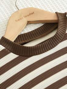 bearleader Young Girl's 2-Pieces Casual Loose Striped Long Sleeve Sweatershirt Top + Pants Fall Clothes Set - Brown - View 4