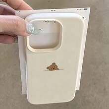 1件裝可愛熊圖案荔枝紋理TPU手機殼，適用於 17 16 15 14 13 12 11 Pro Max Plus，Ins風節日禮物 - 多色3 - 查看 2
