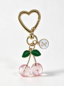 1pc European & American INS Minimalist Acrylic Cherry Letter Keychain, Heart-Shaped Fruit Bag Charm - Multicolor - View 7