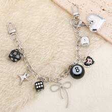 Y2K Style Bag Charms Heart‑Shaped Dice And Billiards Backpack Accessories Heart Star And Bow Chain Bag Charms Punk Backpack And Tote Bag Accessories - Multicolor - View 8