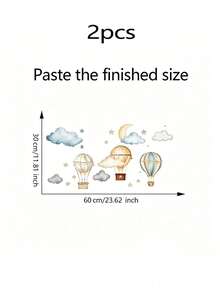 1PC/2pcs/4pcs Festive Balloontheme Wall Decal - Hot Air Balloon Wall Sticker Removable Wall Sticker For Baby Room,Baby Essentials,New Born Baby Boy - Multicolor - View 10