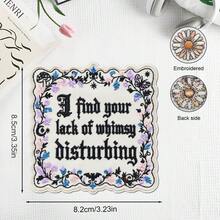 1pc Gothic Vintage Floral Embroidered Patch, Fun English Slogan Mushroom Butterfly Bat Snail Iron-On Patch, Clothing Backpack DIY Decorative Sticker - A - View 2