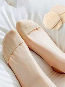 QKC 4 Pcs Soft Sponge Half Palm Pads / Non-Slip Wear-Resistant Fashion Seamless Insoles, Suitable For High Heels And Various Shoe Types - Beige - View 4