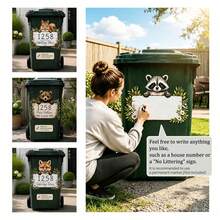 DIY Writable Raccoon Trash Can Sticker, 3D Cartoon Junk Food Trash Can Vinyl Decal, Removable Waterproof Outdoor Yard Garden Home Decor Sticker - Trash Can Stickers - View 5
