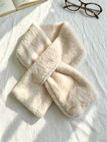 1pc Women's Winter Multi-Use Plush Thick Scarf Solid Color Plush Neck Cover, Cute Plush Scarf For Girls - Multicolor - View 19