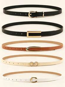 5pcs/Set Women's Multi-Functional Thin Belt Set, 5 Styles Suitable For All Occasions, Fashionable Accessories From Office To Vacation, Best Practical Gift Idea For Her - Multicolor - View 1