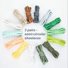 3 Pairs Metal-Tipped (0.24 Inch) Half-Round Shoelaces For Daily Replacement, DIY Decoration, Multiple Colors Available - 3 Pairs Half-round Shoelaces-b469/B662/B644 - View 6