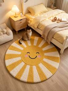 1pc Sunny Cute Style Sun Smile Pattern Bathroom Mat, Bath Mat, Door Mat, Small Rug, Home Decor, Area Rug, Outdoor Mat, Bedroom Carpet, Washable Rug - Multicolor - View 3