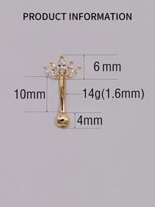 S925 Sterling Silver Navel Ring, Rhinestone Crown Design, Fashionable Luxury Women's Navel Jewelry - Single - View 2