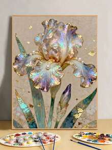 DIY Iridescent Gold Foil Iris Digital Oil Painting Kit (Unframed 8x12 / 16x20 Inch) Acrylic Paint, Suitable For Adult Beginners, Home Wall Decor, Creative Holiday Gift, Relaxing Art - Sets - View 1
