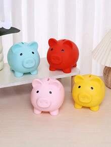 Creative Mini Piggy Bank, Fun & Charming Cute Design, Shatterproof Coin Box, Secret Storage Box, Coin Savings Jar, Unisex, Cartoon Adorable Piggy Bank, For Bedroom & School, Birthday & Holiday Gift - Multicolor - View 8