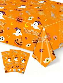 1pc Halloween Tablecloth - Horror Party Decoration, Perfect For Halloween Party, Trick Or Treat, Day Of The Dead, Horror Theme Party, Halloween Candy Party, Cosplay, Theme Party, Vintage Party And Haunted House Decoration - One Size Fits All - View 5