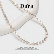 DARA Freshwater White Pearl Necklace S925 Silver 4-5mm High Luster Adjustable Clavicle Chain Gift Box Style For Women - White - View 5