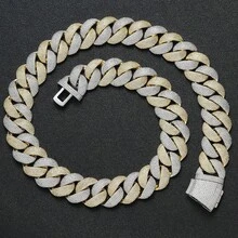 1pc 24mm Cuban Link Hip Hop Dual-Tone Full Rhinestone Cuban Bracelet, Rose Gold & Silver Color Block Miami Thick Cuban Chain, Fully Pave High-Shine Zirconia, Heavy-Duty Full Rhinestone Design Sparkling And Eye-Catching. Square Full Rhinestone Secure Clasp, Firm And Hard To Fall Off, Same Style As Rap And Street Dance Bloggers. Unisex Street Style Hand Accessory, Suitable For Parties And Daily Wear, Light Luxury Heavy-Duty Icy Jewelry, Hot-Selling Personalized Accessory - 24mm - View 6